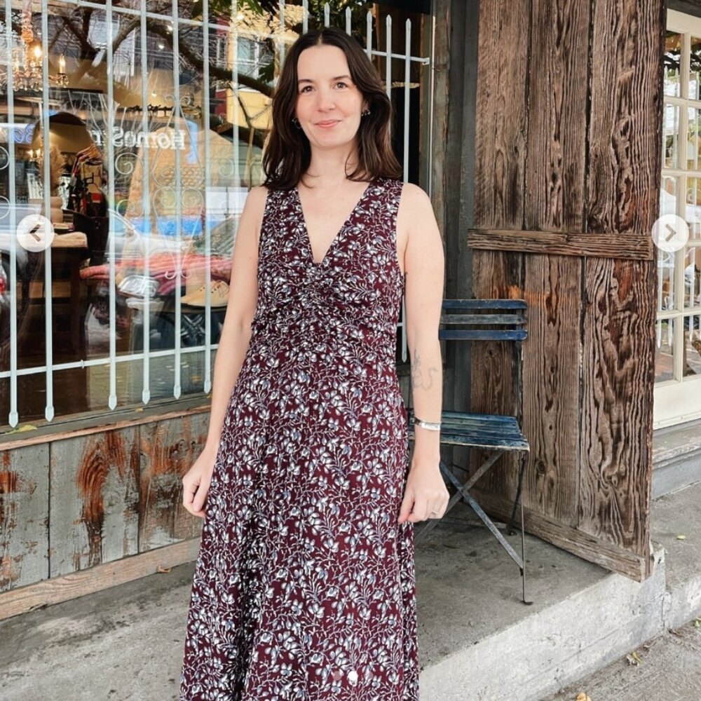 Apiece Apart Fatima Tank Dress Mira Floral Wine Tasting Size 2